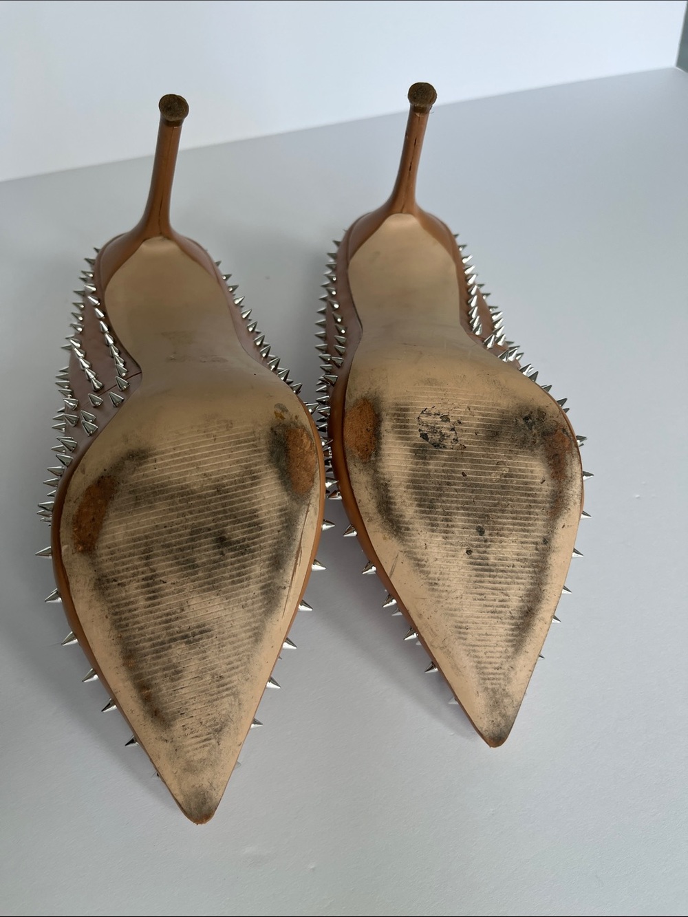 Steve Madden Tan Pointed-Toe Spike Stud Pumps - Picture 5 of 6